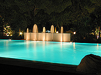 Pool area by night