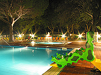 Pool area by night