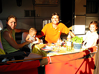 Smiling at the table